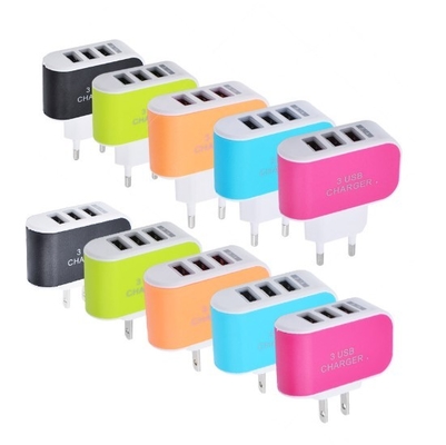 CE Universal Mobile Phone Charging Plug  EU / US  With 3 Port Led Light