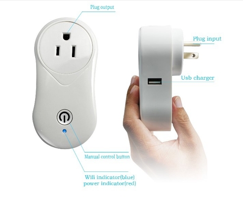 Double Plug Socket With Usb Wall Charger , Energy Efficient Power Strips With Remote On Off Switch 
