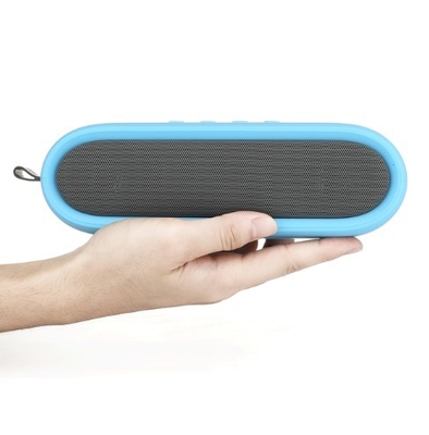 Blue Color Oval Wireless Mini Bluetooth Speaker Single Sounds Channel With Silicone Cover