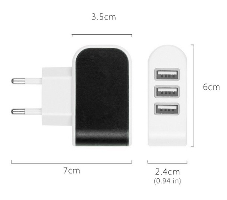 CE Universal Mobile Phone Charging Plug  EU / US  With 3 Port Led Light