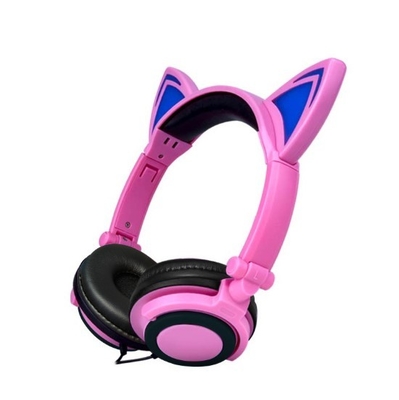 Cat Ear LED Music Lights Noise Cancelling Headphones Adjustable With 3.5mm Stereo Plug