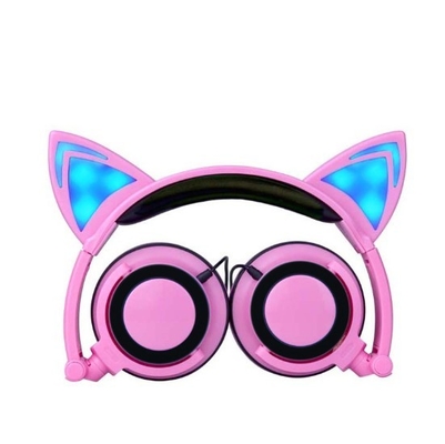 Cat Ear LED Music Lights Noise Cancelling Headphones Adjustable With 3.5mm Stereo Plug