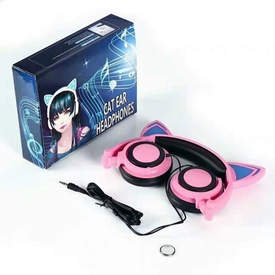 Cat Ear LED Music Lights Noise Cancelling Headphones Adjustable With 3.5mm Stereo Plug