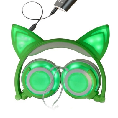 Foldable Flashing Glowing Sport Bluetooth Earphone HIFI Stereo With Cat Ear