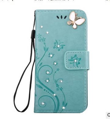 IPHONE6S PU leather butterfly flowers diamond phone case for iPhone 8