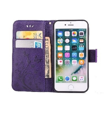 IPHONE6S PU leather butterfly flowers diamond phone case for iPhone 8