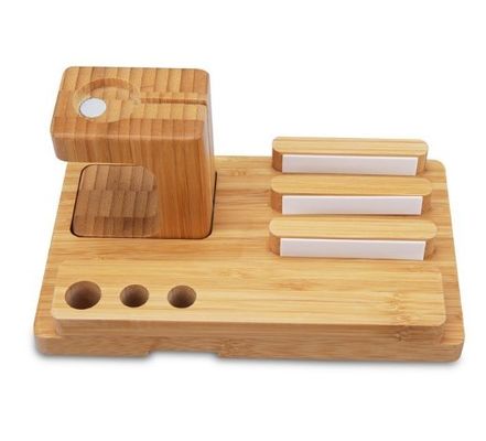 Apple mira la estación de carga de madera del soporte, el tenedor de bambú del escritorio del soporte para el iwatch del iPhone y el iPad