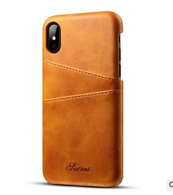 Las cajas delgadas del teléfono celular de la parte posterior del cuero de la PU de la aduana cubren la piel con el titular de la tarjeta de crédito para el iPhone X